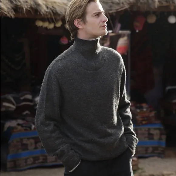 Peruvian Link 100% Alpaca men’s 1/4 zip cozy, soft, comfy pullover Size L - Picture 9 of 17